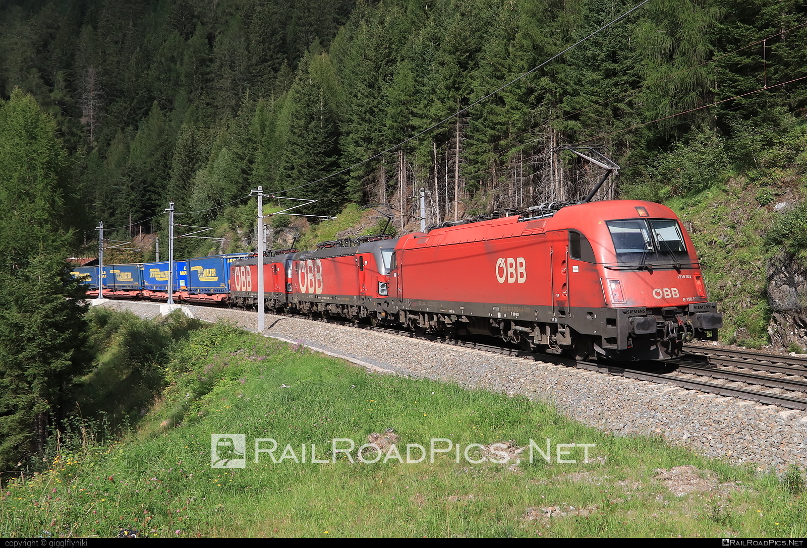 Siemens ES 64 U4 - 1216 003 operated by Rail Cargo Austria AG #es64 #es64u4 #eurosprinter #flatwagon #lkwwalter #obb #osterreichischebundesbahnen #rcw #semitrailer #siemens #siemensEs64 #siemensEs64u4 #siemenstaurus #taurus #tauruslocomotive