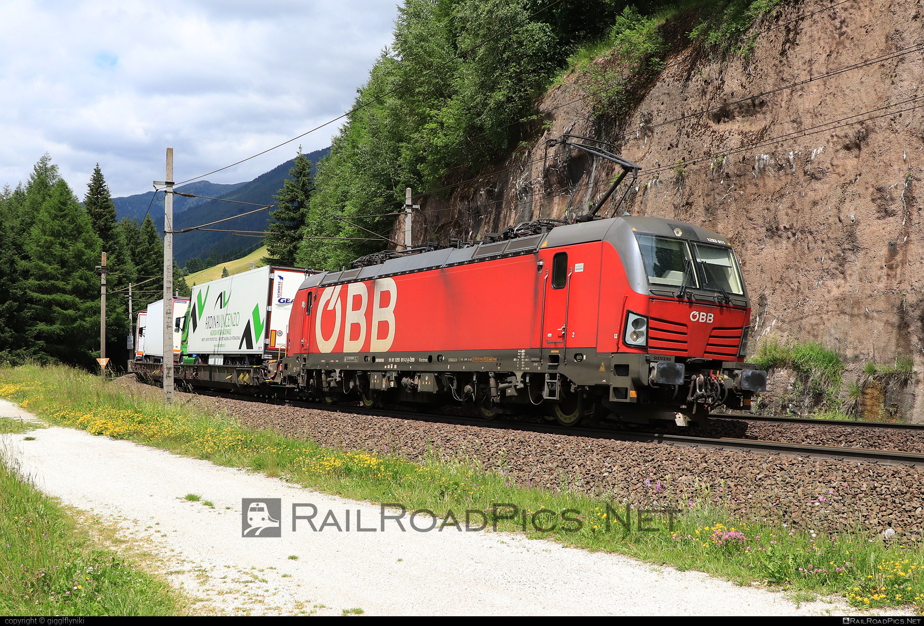 Siemens Vectron MS - 1293 011 operated by Rail Cargo Austria AG #flatwagon #obb #osterreichischebundesbahnen #rcw #siemens #siemensVectron #siemensVectronMS #truck #vectron #vectronMS