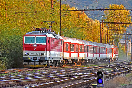 ŽOS Vrútky Class 361.1 - 361 102-7 operated by Železničná Spoločnost' Slovensko, a.s.