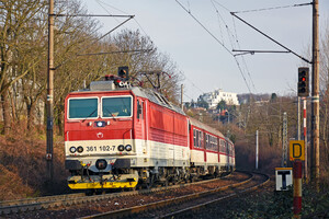 ŽOS Vrútky Class 361.1 - 361 102-7 operated by Železničná Spoločnost' Slovensko, a.s.