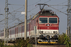 ŽOS Vrútky Class 361.0 - 361 004-5 operated by Železničná Spoločnost' Slovensko, a.s.