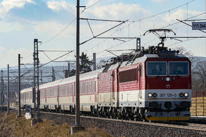 ŽOS Vrútky Class 361.1 - 361 129-0 operated by Železničná Spoločnost' Slovensko, a.s.