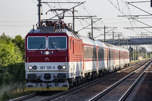 ŽOS Vrútky Class 361.1 - 361 126-6 operated by Železničná Spoločnost' Slovensko, a.s.